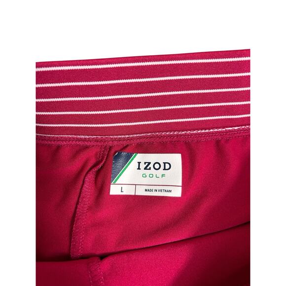IZOD Golf Skort Sz L Red Striped Stretch Pockets Full Skirt Athletic Athleisure - Picture 3 of 4